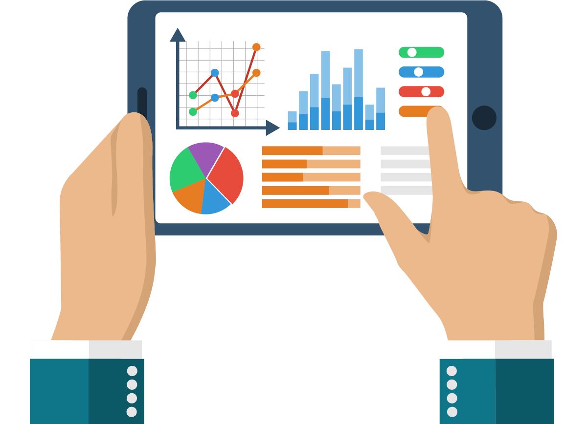 Icon viewing statistics and data on tablet